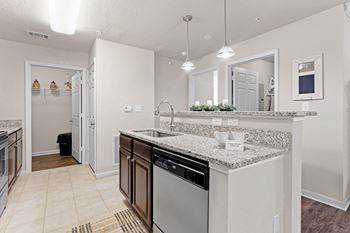A kitchen with a sink and a dishwasher